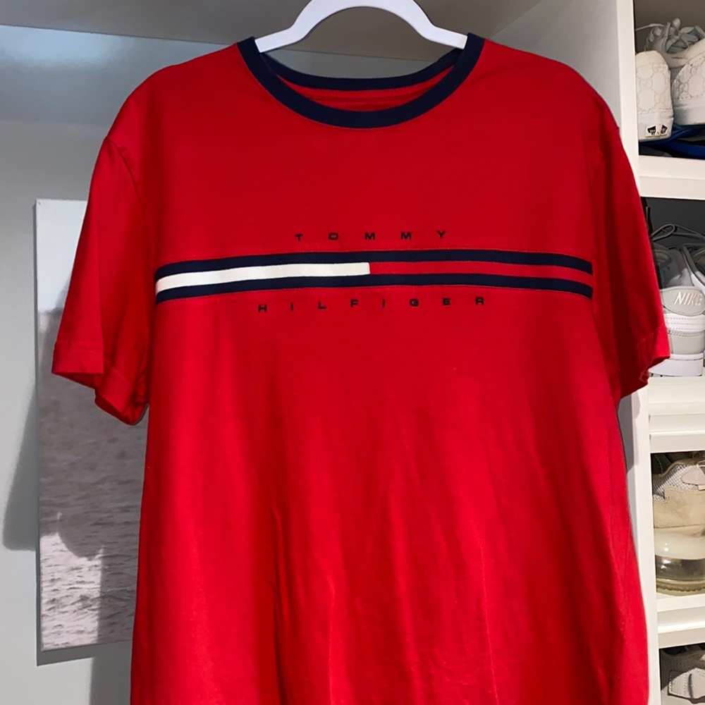 Tommy Hilfiger Red Embroidered T-Shirt